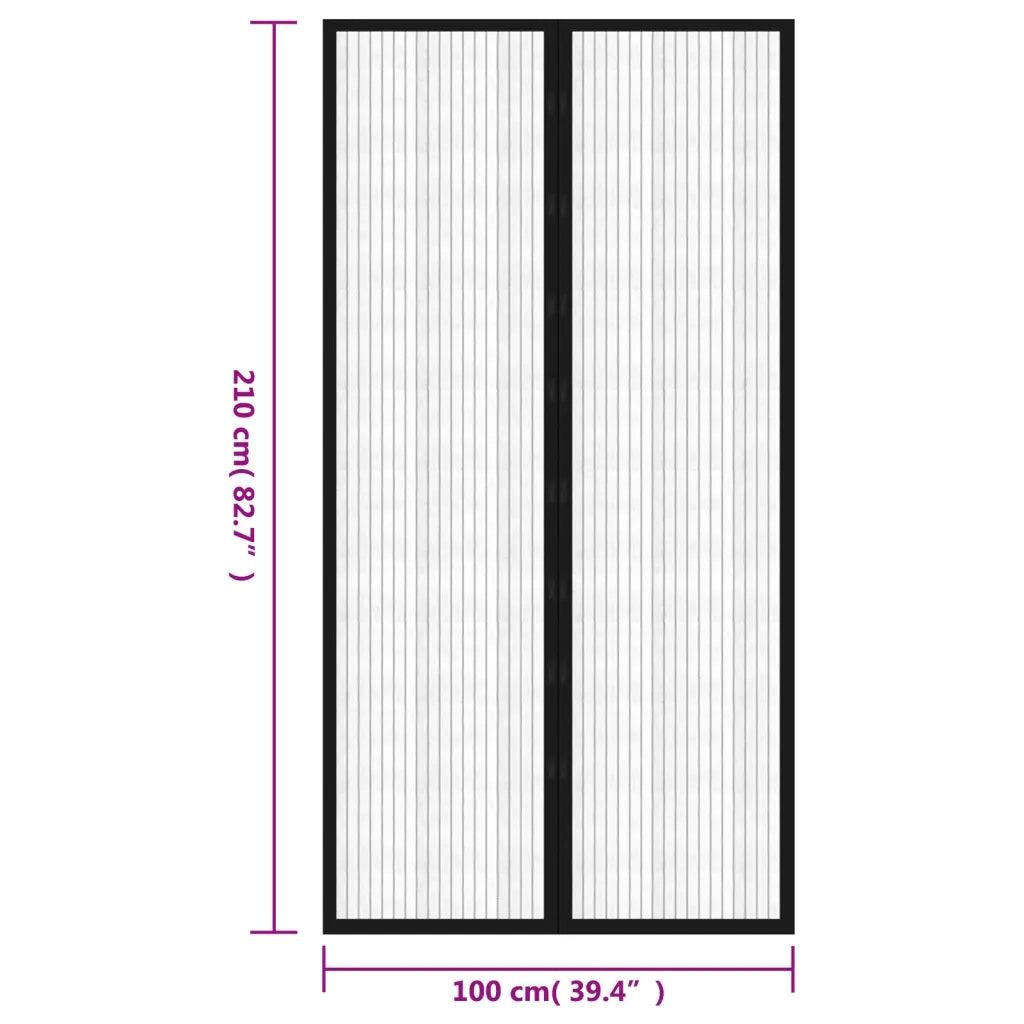 Tende Antimosche per Porta 2 pz 210 x 100 cm 2 pz Magneti Nera CFW1310891