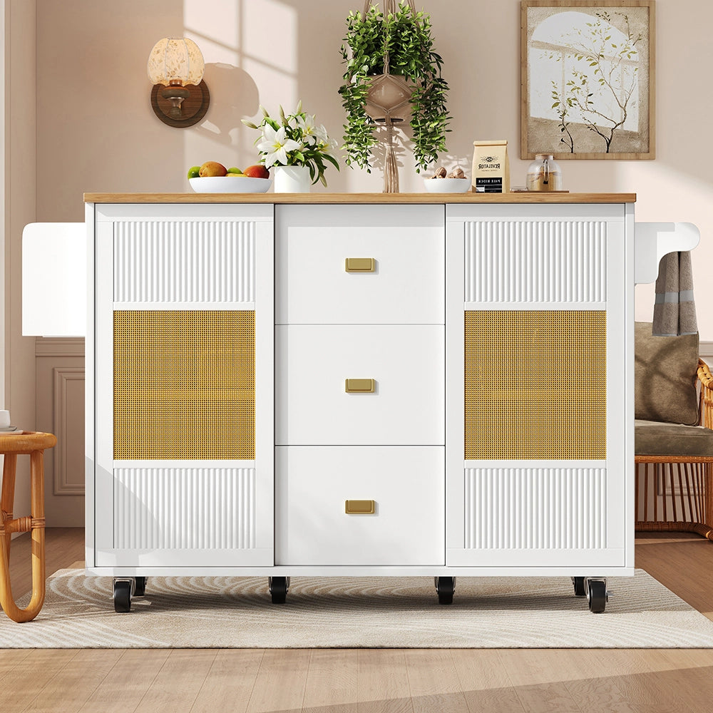 Isola cucina - Xylo - 120x73x93cm ruote scaffali spezie bianco