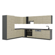 Cucina angolare completa Fame-Line Pannello in quercia/Antracite 347 x 46 cm senza piano di lavoro Vicco