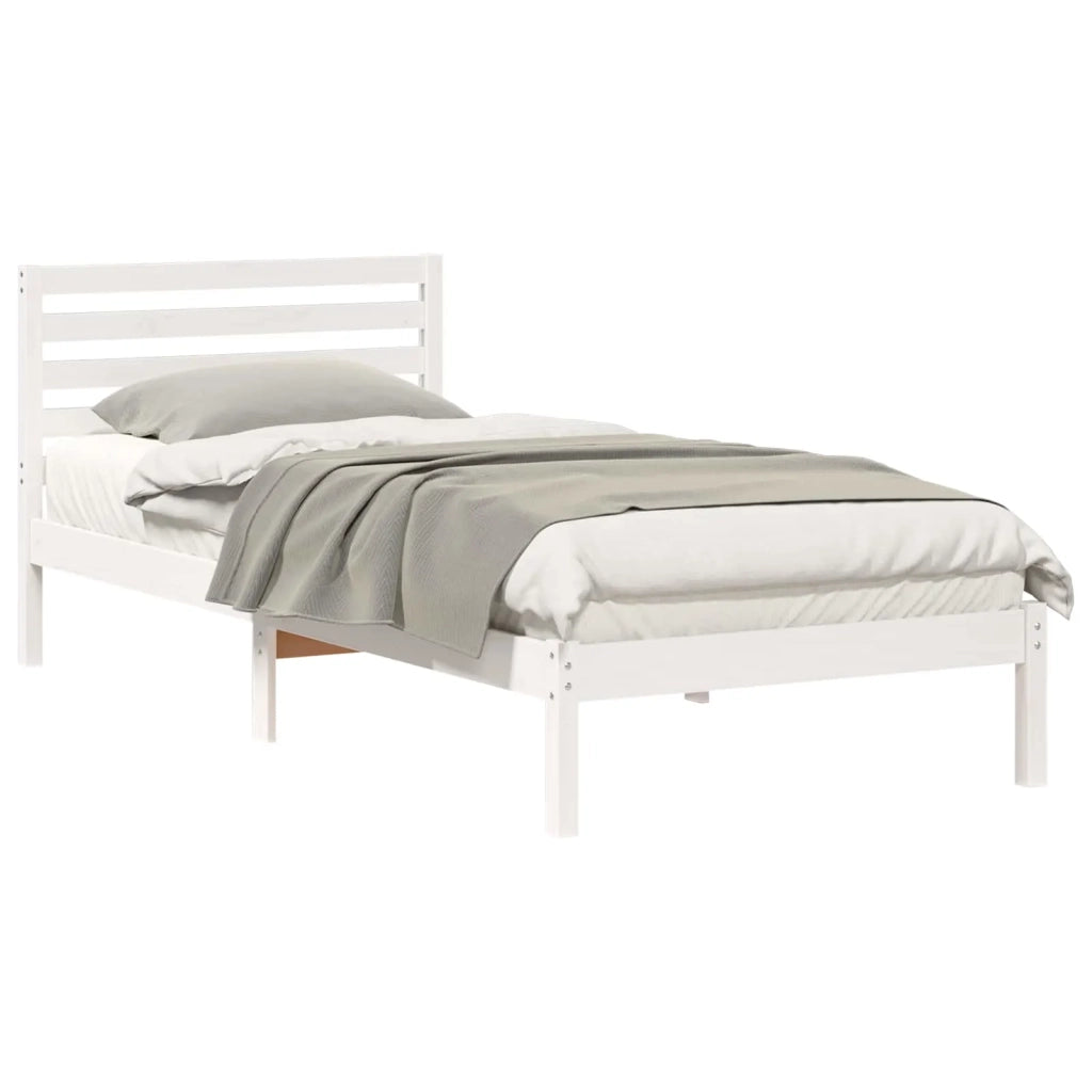 Struttura del letto Bianco 100 x 210 cm Pino massello 872309