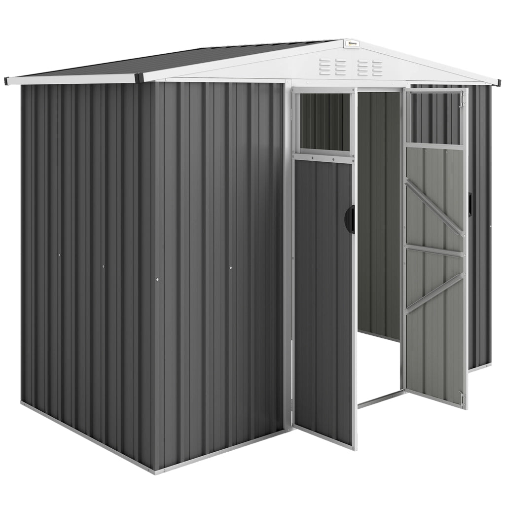 Casetta da giardino in metallo con finestra ¨C Zephmum ¨C Grigio 246x117x180 cm