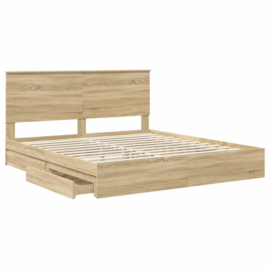 Letto con Contenitore con testiera Rovere Sonoma 180 x 200 cm