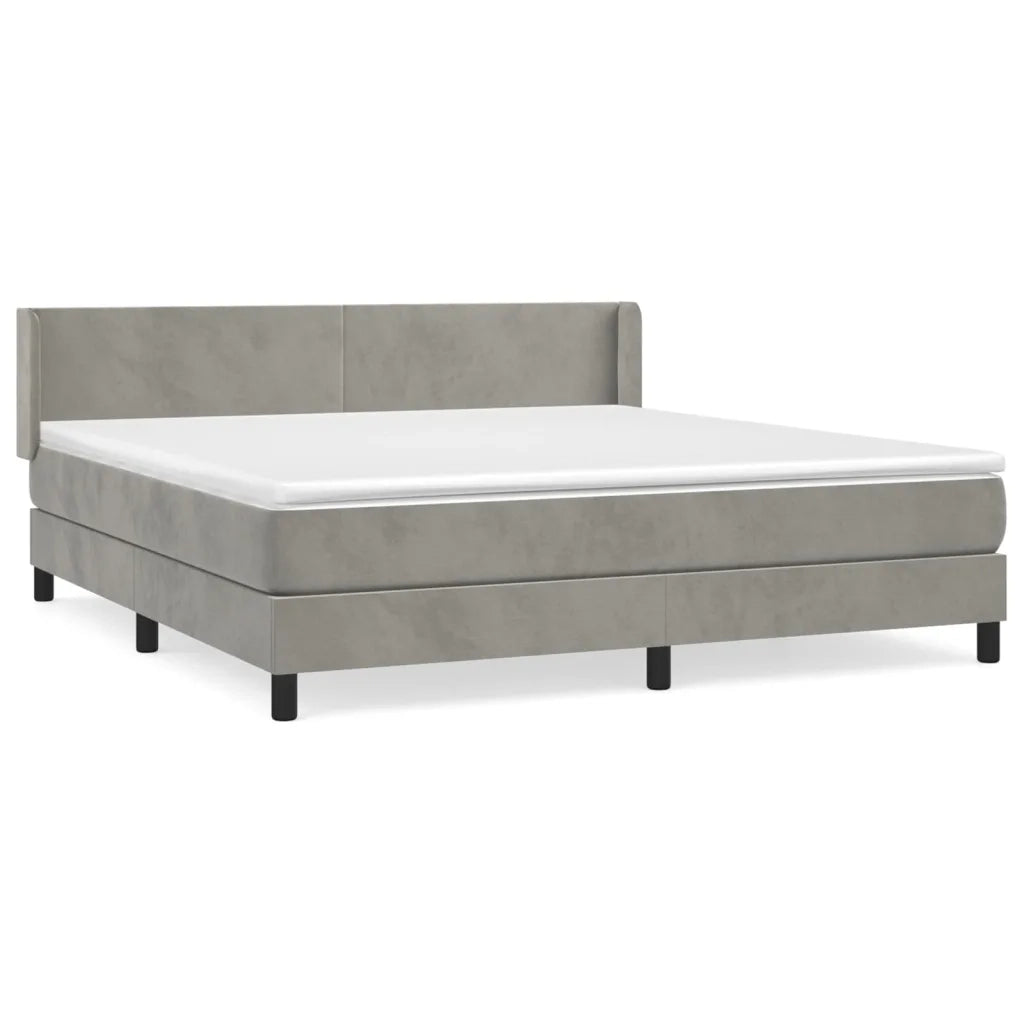 Giroletto a Molle con Materasso Grigio Chiaro 180x200cm Velluto 3130853