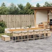 Set da Pranzo da Giardino 17 pz con Cuscini Beige in Polyrattan