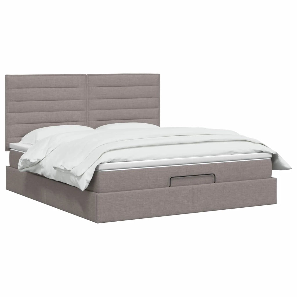 Letto ottomano con materasso Tortora 140 x 190 cm Tessuto 3457408