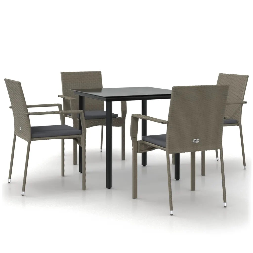 Set da Pranzo Giardino 5pz Nero e Grigio con Cuscini Polyrattancod mxl 76472