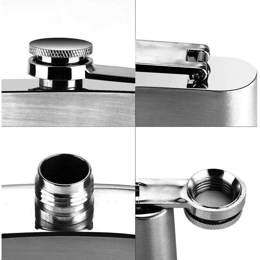 Trade Shop - Fiaschetta Bottiglietta In Acciaio Inox Da 177 Ml 6 Once Tascabile Ergonomico -