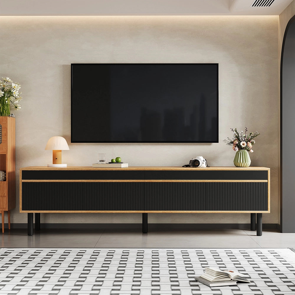 Mobile TV 3 porte - Xylo - 170x38x47cm texture nobili nero/legno