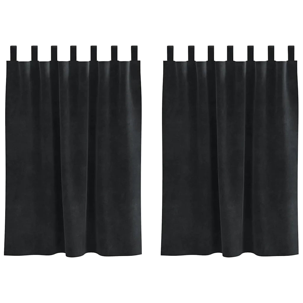 Tende Oscuranti | Tende Blackout 2 pz Nero 140 x 140 cm Velluto