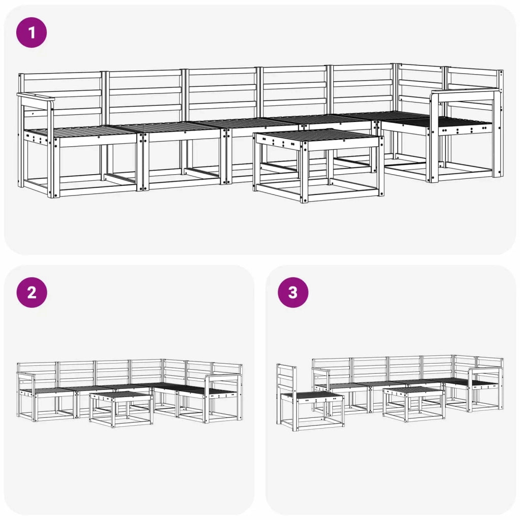 Set di divani da esterno 7 pcs Naturale