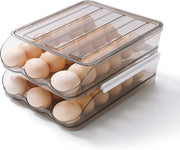 Contenitore per uova con grande capacità per frigorifero, conservatore per uova per frigorifero, organizzatore per la conservazione delle uova, contenitore in plastica trasparente (2 strati)