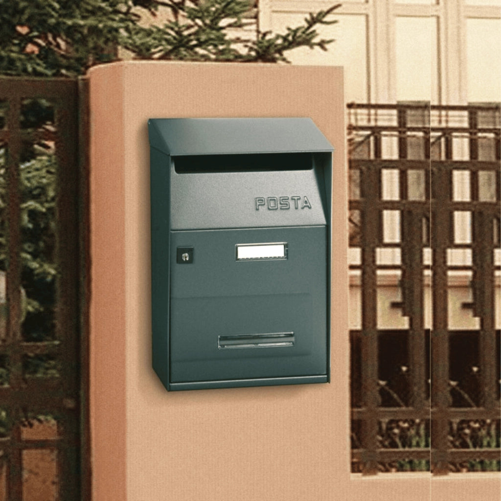 ALUBOX FT Cassetta Postale Da Esterno 32,5X22X11 Cm Cassetta Posta Con Tettuccio Superiore Cassetta Lettere Prelievo Frontale Cassetta Della Posta Formato Lettera COLORE: ANTRACITE