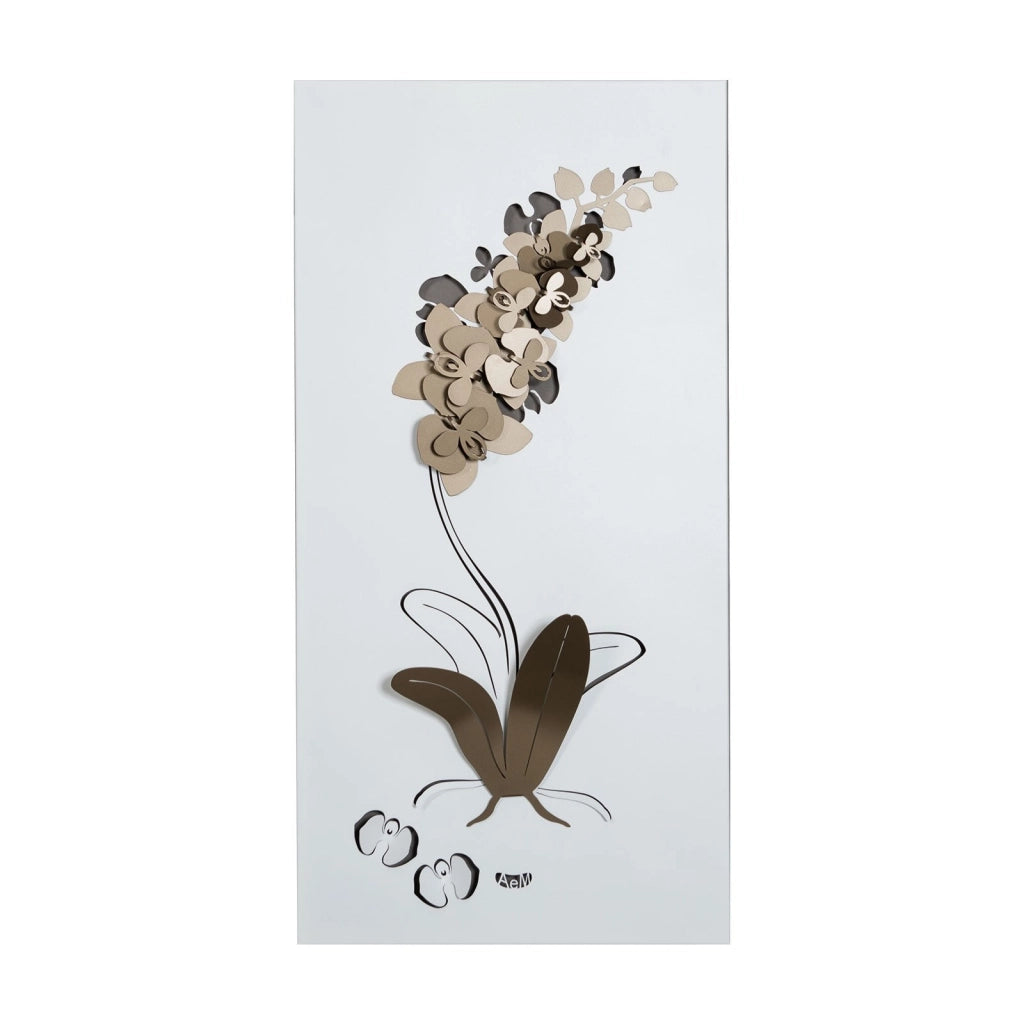 Pannello decorativo moderno Orchidea Bianco e bronzo