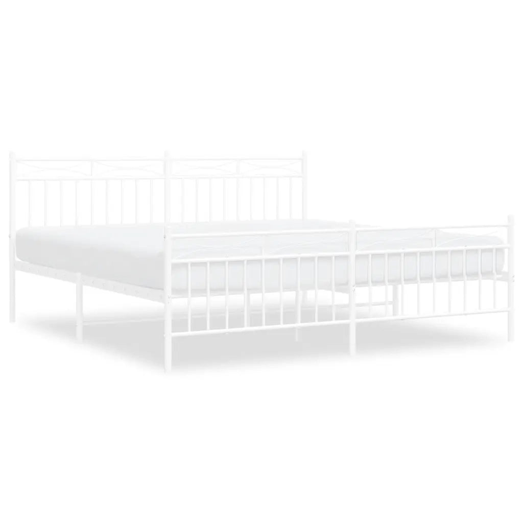 Giroletto con Testiera e Pediera Metallo Bianco 183x213 cm 373763