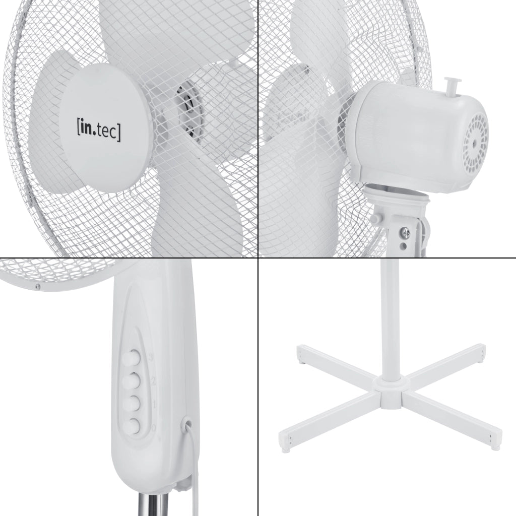 Ventilatore a Piantana con 3 Velocitá Altezza Regolabile max 120 cm Modalitá Oscillazione Motore 50W - Bianco