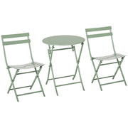 Set Giardino 3 Pezzi Pieghevoli in Acciaio ¨C Minimal ¨C 2 Sedie 42x50x81 cm, Tavolino ?60x71 cm, Verde