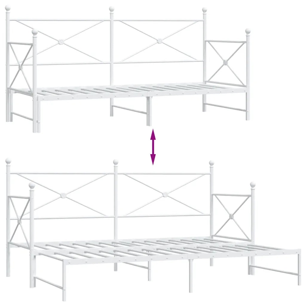 vidaXL Divano Letto Estraibile senza Materasso Bianco 75x190cm Acciaio