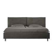 BS COM Letto matrimoniale king size contenitore imbottito 190x210 microfibra grigio Large