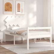 Letto per Anziani con Testiera Bianco Single in Legno Massello 3195512