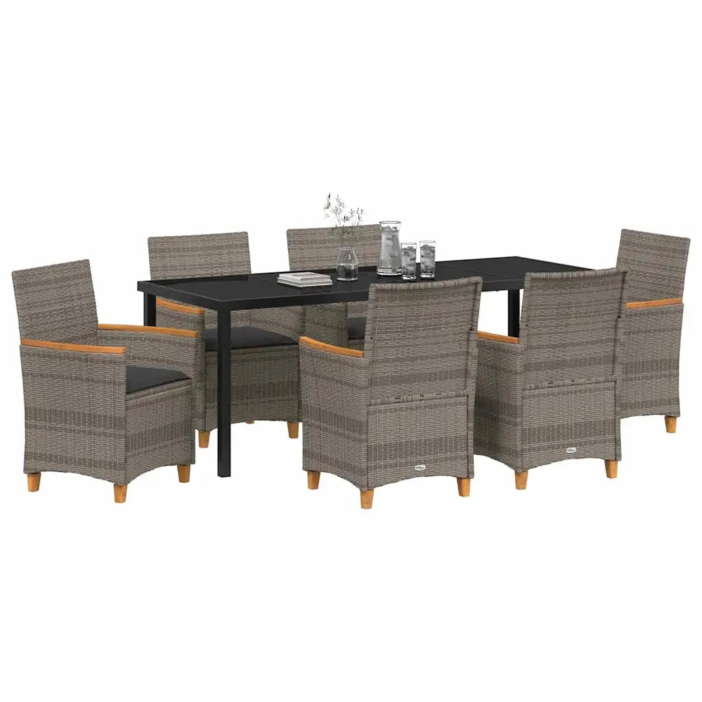Set da Pranzo per Giardino 7 pcs Grigio polyrattan 3381098