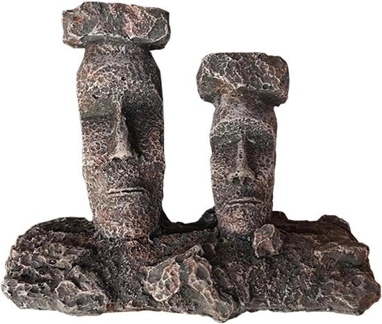 Architettura di Paesaggio Doppio Statua di Pietra per Decorazione di Acquario con Tubo di Aerazione