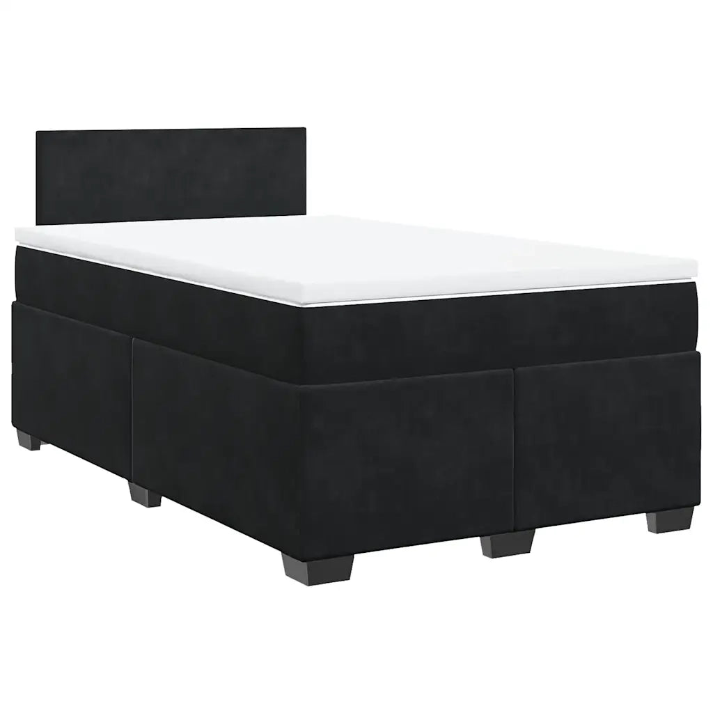 Giroletto a Molle con Materasso Nero 120x200 cm in Velluto