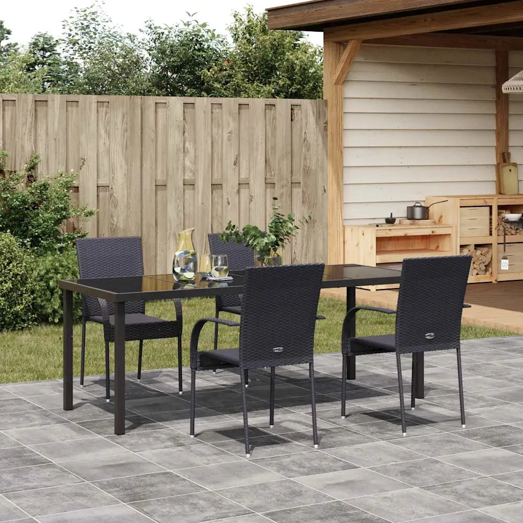 Set da Pranzo per Giardino 5 pcs Nero 3379407