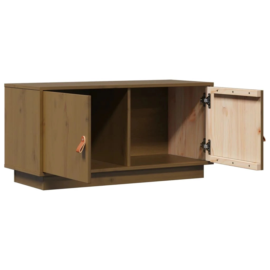 Mobile TV multimediale scaffale TV mobile TV sala da pranzo soggiorno camera da letto color miele 80 x 34 x 40 cm legno di pino massiccio marrone 02_0027721