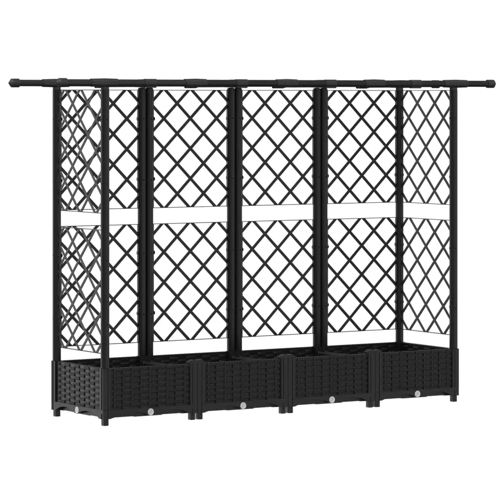 Letto Rialzato con Griglia e Tetto Nero 202,5 x 40 x 123 cm PP 42032547