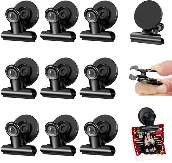 Pacco di 12 clip magnetiche con clip magnetica, magneti con clip, clip magnetiche per frigorifero, magneti per lavagna magnetica, magneti per foto.