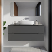 Mobile bagno sospeso 120cm grigio opaco due cassetti soft-close con top | Bako