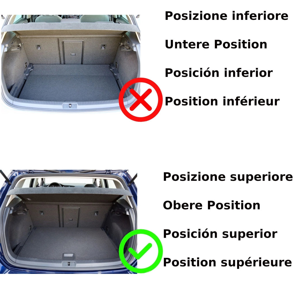 Tappeto gomma baule per VW Tiguan II dal 2016 al 10/2020, Tiguan II Restyling dal 11/2020-(NO Hybrid 2021-) Posizione ba
