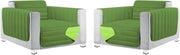 Coppia Set 2 Pezzi Copripoltrona Universale Imbottito Morbido Double Face Elegante Verde