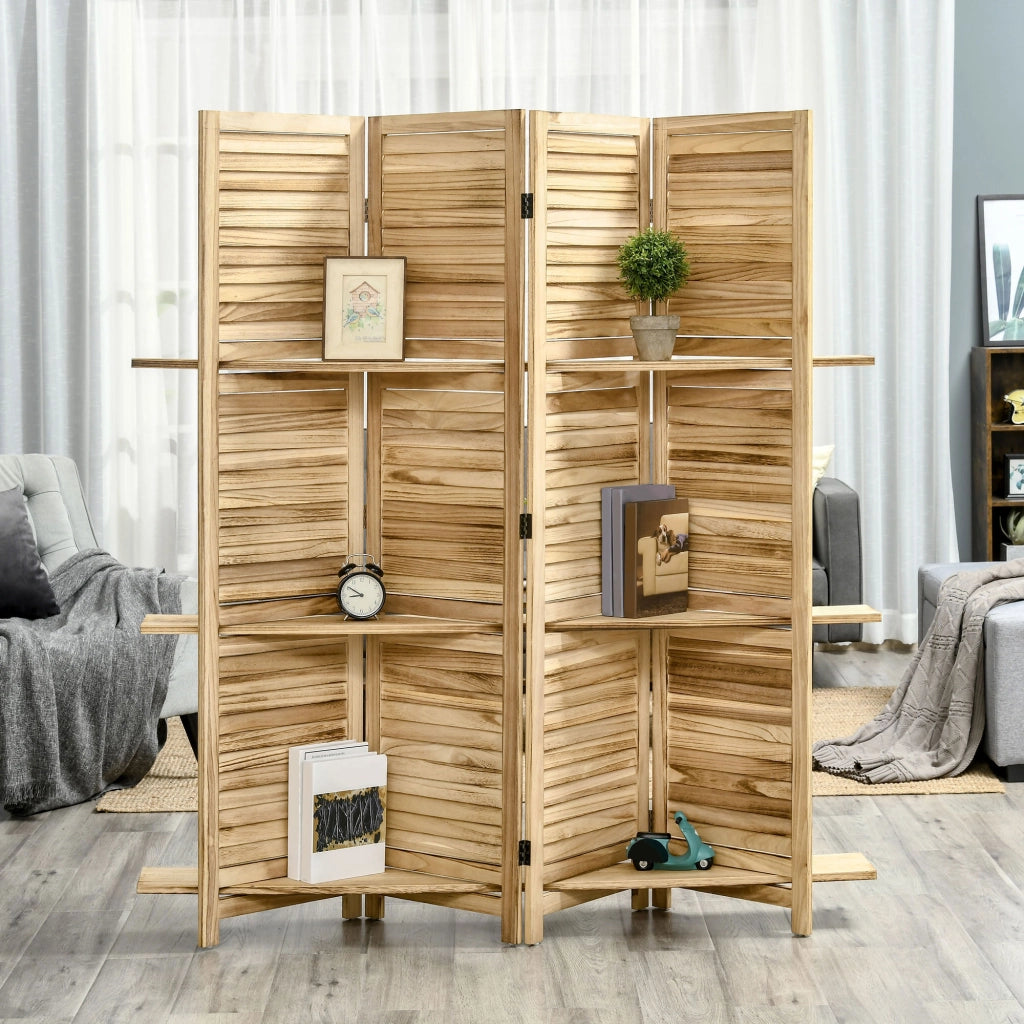 Paravento 4 pannelli con ripieghevoli ¨C zephmum ¨C legno di paulownia 3 ripiani