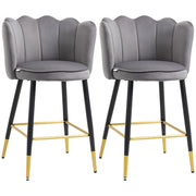 Set 2 Sgabelli 59x52x90 cm in Tessuto Poliestere Vellutato Grigio