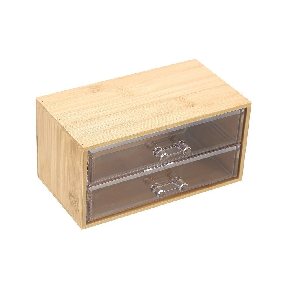 Trade Shop - Porta Gioielli Cosmetici Con 2 Cassetti Organizzatore Casa In Legno 19x11.7x9.6 Cm 10829 -