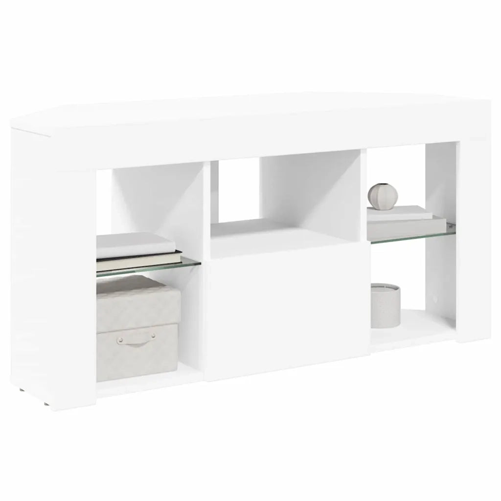 Mobile angolare moderno per TV LED con vano contenitore 100 x 40 x 50 cm legno composito bianco 02_0054698