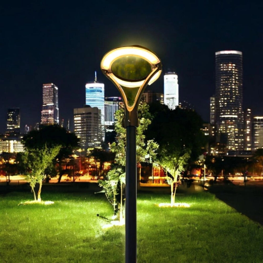 Lampione stradale a LED 100W IP65 per Esterno, 9300 Lumen, Design Circolare, cerchio Luminoso Colore della luce: Luce calda