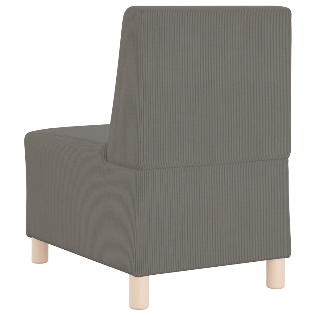 Divano Sedia senza Braccioli Grigio Chiaro 55 cm Tessuto di Velluto a Coste