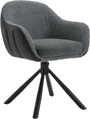 1x Sedia Sala da Pranzo Girevole, Sedia da Cucina con Braccioli e Schienale, Poltroncina per Ufficio, Camera da Letto, Gambe in Metallo, Ciniglia+Ecopelle, Grigio Scuro+Antracite, EZS04dgr-1