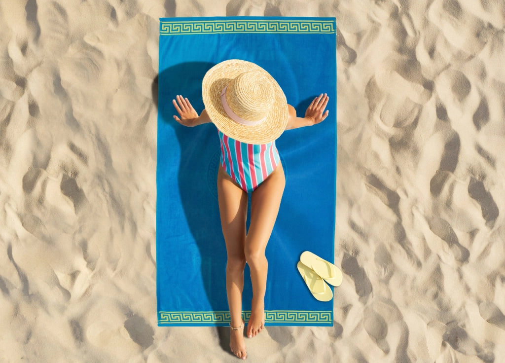 Telo Mare Jacquard Spugna Asciugamano Spiaggia Disegno New Cameo - Telo Mare - Turchese