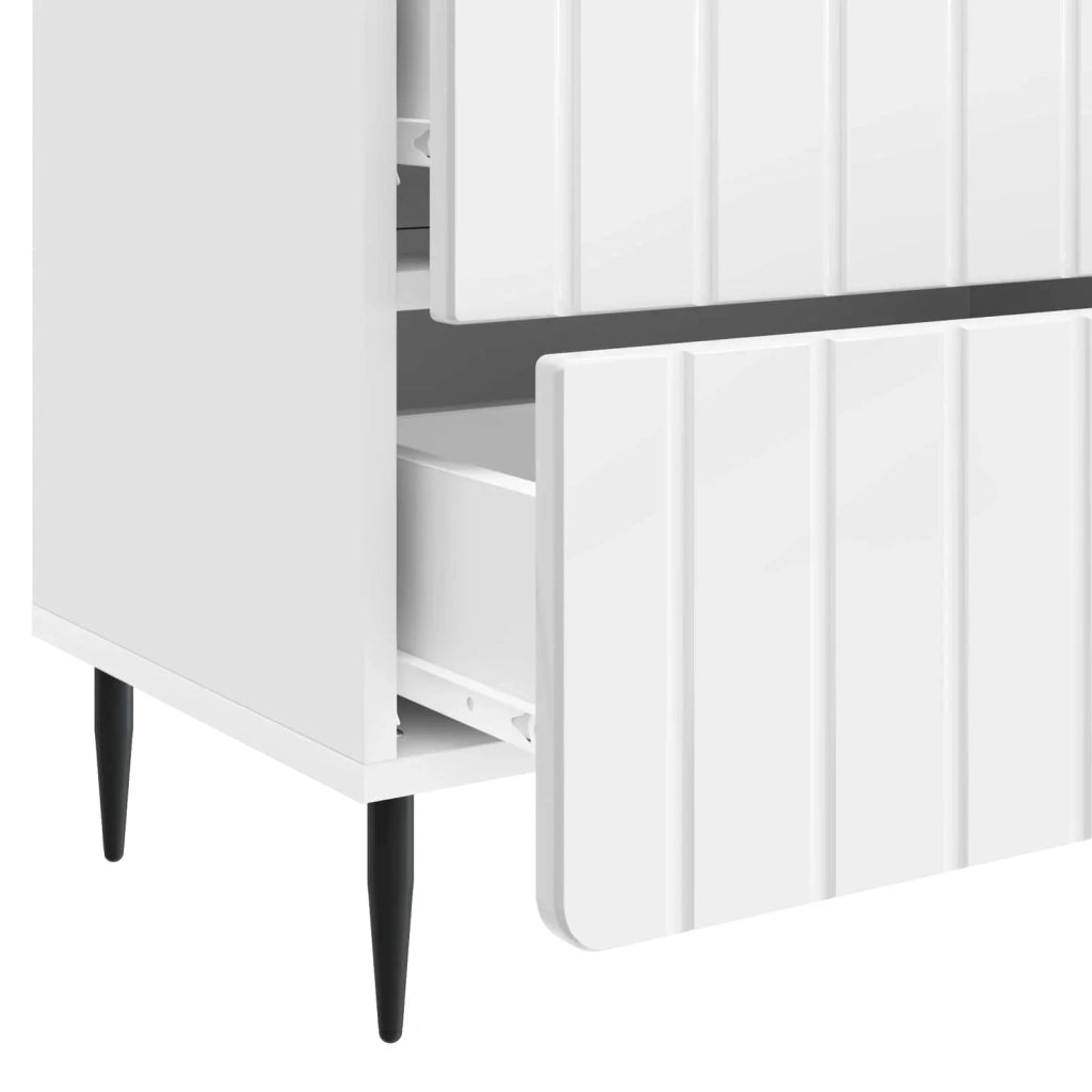 Armadio da Notte con cassetto Bianco Lucido 62 x 34,5 x 49,5 cm 894319