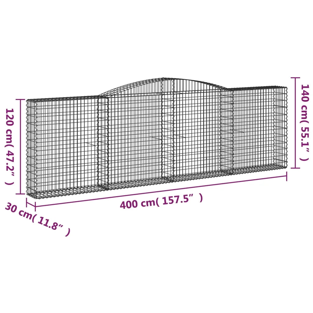 Cesti Gabbioni ad Arco 5 pz 400x30x120/140 cm Ferro Zincato 3146882