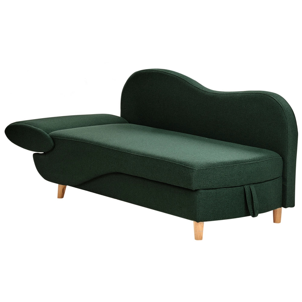 Chaise longue a sinistra in tessuto verde con contenitore per il soggiorno moderno