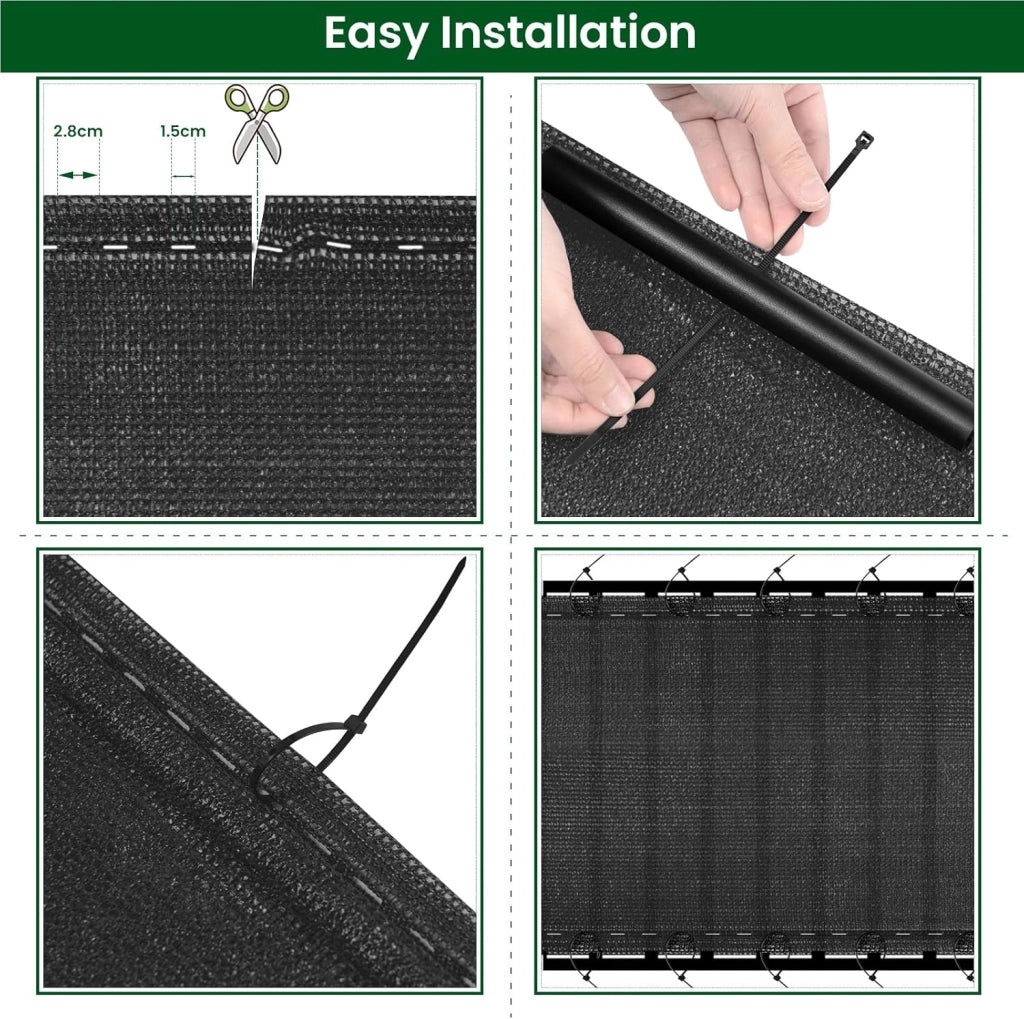 WOLTU Rete Ombreggiante 1,8x10 m HDPE 280g/m², Frangivista per Recinzione Giardino, Telo Frangivento da Esterno, con Occhielli e Fascette, Resistente alle Intemperie, per Balcone, Antracite