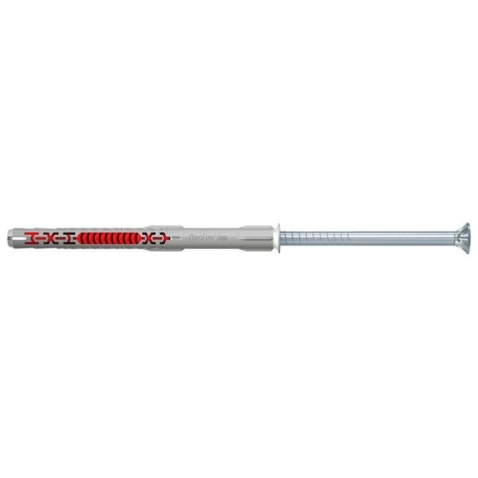 Fischer 562158 DuoXpand Tassello Prolungato Bimateriale 10x140 mm con Vite Premontata Zincata Testa Svasata T40 Torx colore Grigio