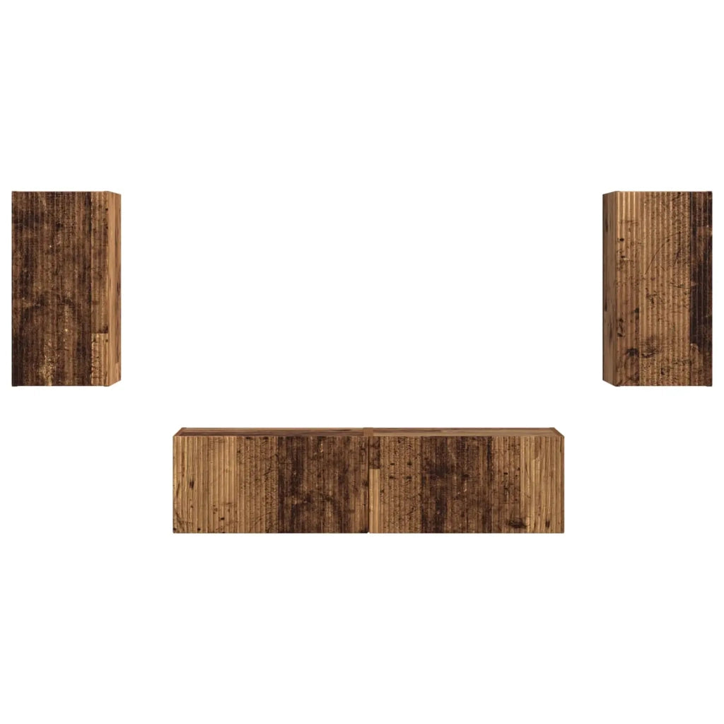 Set mobile TV 4 pz | Armadietto TV | Mobile Porta TV Legno vecchio Legno multistrato