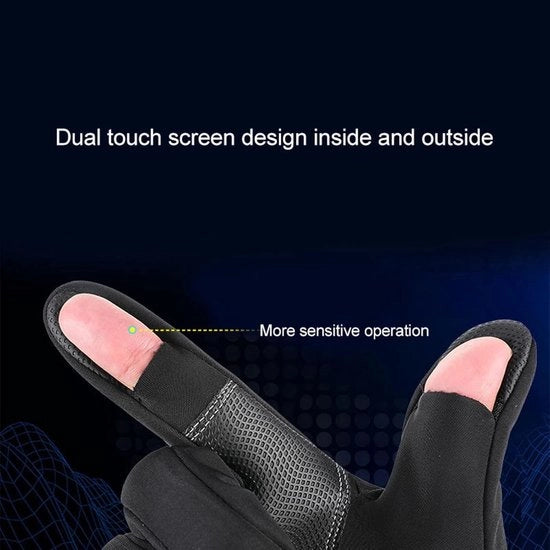 Guanti da Ciclismo in Inverno - Padded di Riscaldamento con Tessuto Tattile - 2 Dita Scolpite Guanti da Bicicletta Idrorepellenti - Nero - Esterno - Canoa - Remo