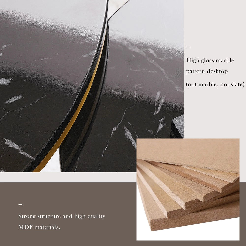 Tavolini da Caff¨¨ Nidificanti Rotondi ¨C MINIMAL ¨C Set 2, Piano Marmo, Struttura Dorata, Lucido