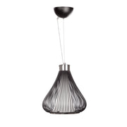 Lampada a sospensione Rhea in metallo nero a gabbia verticale